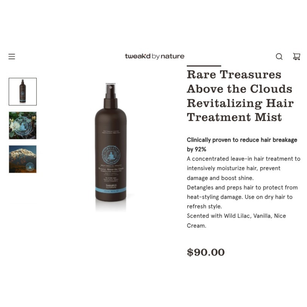 Tweak'd by Nature Rhassoul‎ Above The Clouds Hair Treatment Mist + Pump 16 fl oz